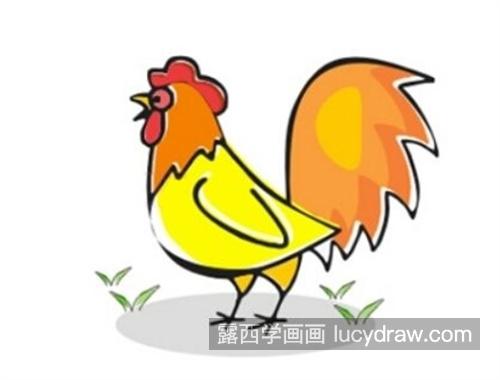 华丽的大公鸡简笔画怎么画 彩色的大公鸡绘制教程