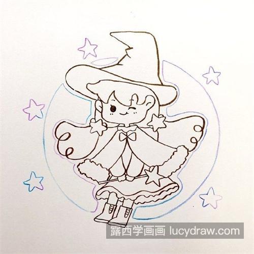 漂亮又很优雅的小女巫绘制教程 简单的小女巫怎么画