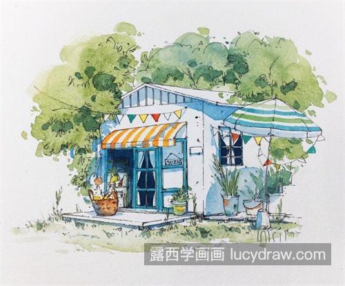 好看的水彩小屋简笔画怎么画 彩色治愈的水彩小屋绘制教程