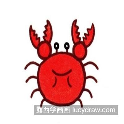 红彤彤的大螃蟹怎么画 简单的大螃蟹怎么画简单