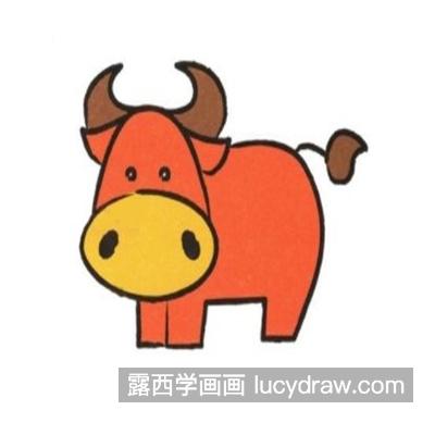 简单的大黄牛简笔画怎么画 彩色的黄牛绘制教程