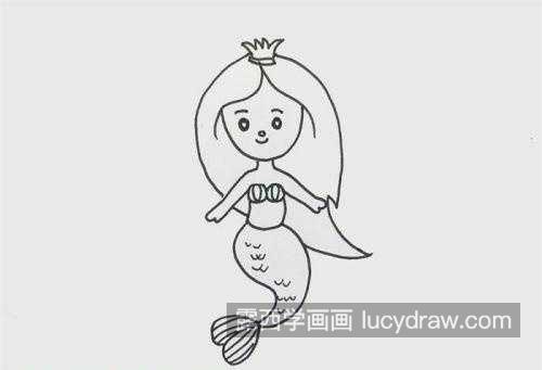 简单又漂亮美人鱼简笔画步骤图 可爱漂亮的美人鱼卡通简笔画教学