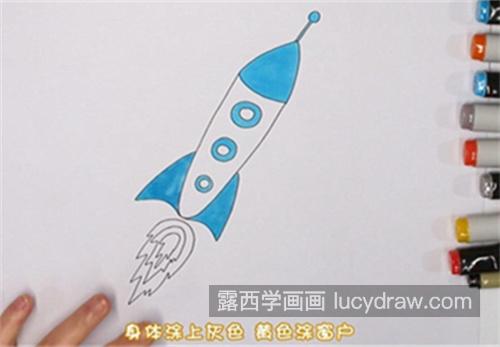 简单又漂亮火箭的简笔画带步骤 带颜色火箭的简笔画画法教程