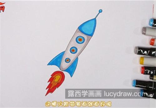 简单又漂亮火箭的简笔画带步骤 带颜色火箭的简笔画画法教程
