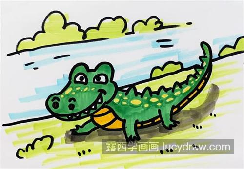 凶猛霸气鳄鱼简笔画带步骤教学 简单又好看鳄鱼简笔画图片大全