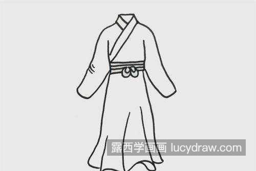 古风简单女汉服简笔画教程 手绘中国传统汉服简笔画怎么画