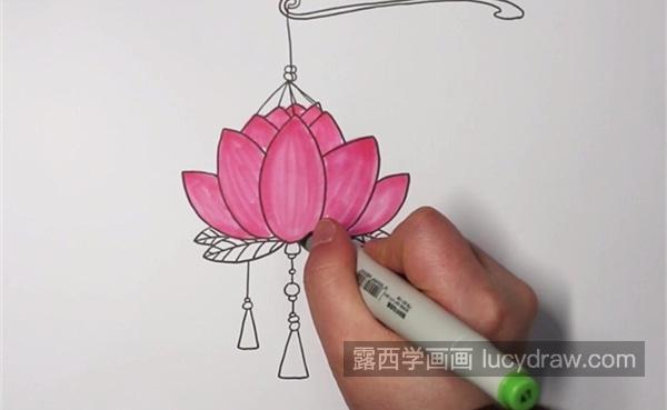 简单又好看莲花灯简笔画带步骤教学 彩色莲花灯简笔画图片大全