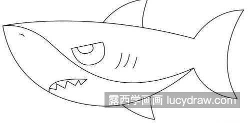 卡通彩色鲨鱼的简笔画画法教程 最简单的鲨鱼简笔画怎么画