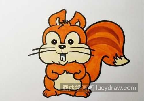 可爱卡通松鼠简笔画画法教学 彩色可爱松鼠简笔画怎么画