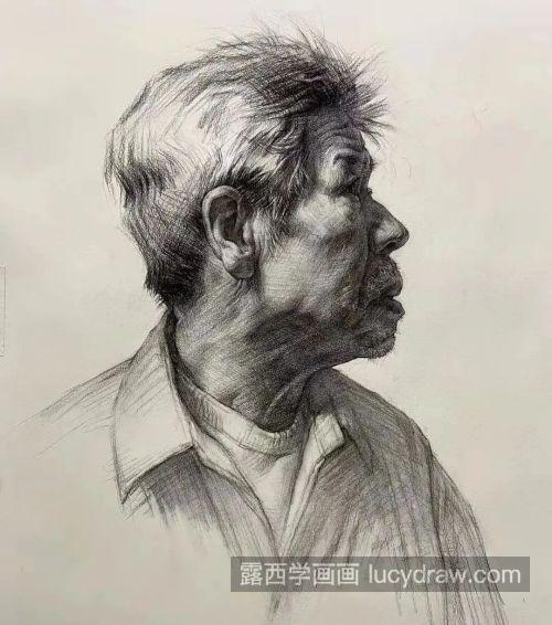 手把手教你画侧面的长发女青年素描头像 绘画技巧分享侧面素描头像