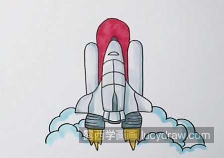 彩色航天飞机简笔画画法教学 简单好看航天飞机简笔画儿童画图片大全
