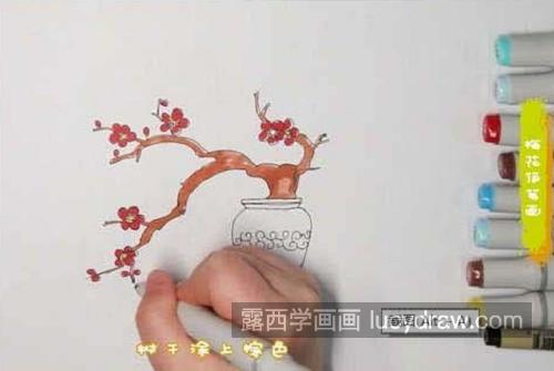 好看带颜色梅花简笔画带步骤教学 简单又好看梅花简笔画画法教程