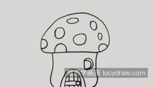 带颜色蘑菇房子简笔画一步一步教程 可爱涂色蘑菇小屋简笔画教学