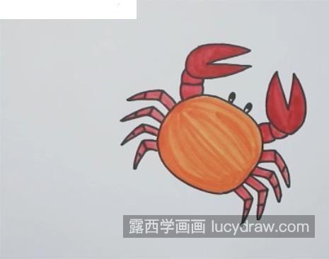 彩色可爱卡通螃蟹简笔画画法教程 简单可爱螃蟹简笔画怎么画