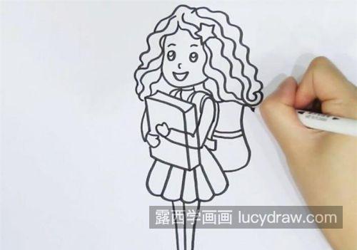 漂亮可爱女学生简笔画一步一步教程 简单又漂亮女学生简笔画画法