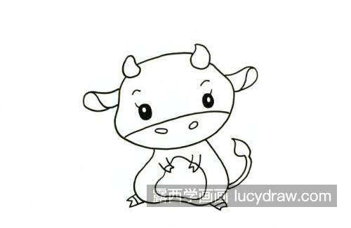 卡通可爱彩色牛的简笔画教学图解 最简单的牛简笔画怎么画
