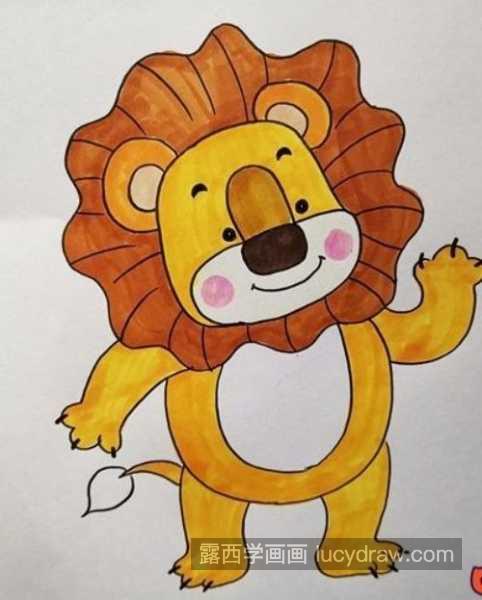 彩色凶猛狮子简笔画图片大全 可爱又简单狮子简笔画教程