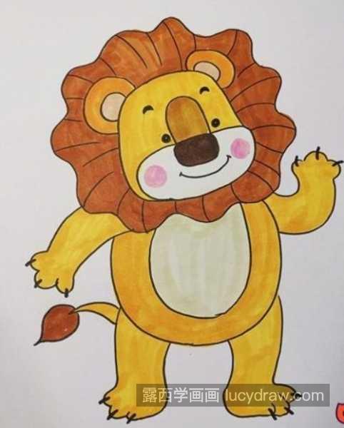 彩色凶猛狮子简笔画图片大全 可爱又简单狮子简笔画教程