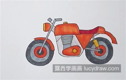 简单又漂亮摩托车简笔画怎么画 彩色帅气摩托车简笔画画法