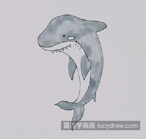 可爱版鲨鱼简笔画儿童画图片大全 凶猛霸气凶残鲨鱼简笔画画法