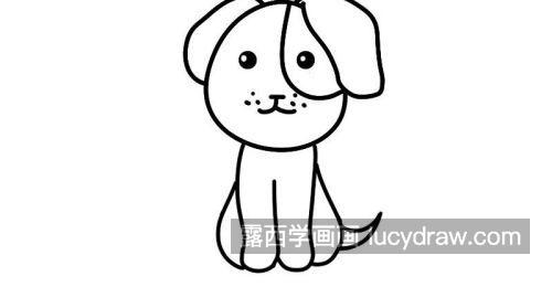 简单可爱小狗简笔画带步骤画法 可爱卡通涂色小狗简笔画彩色教学