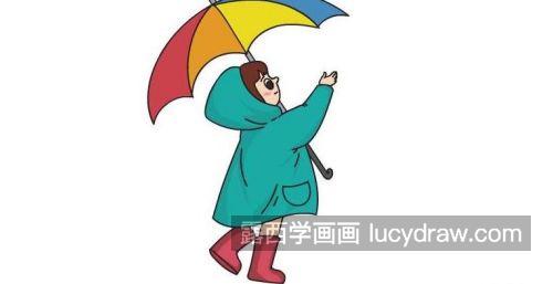 可爱打雨伞的小女孩的简笔画图片大全 又简单又可爱打伞的小女孩怎么画