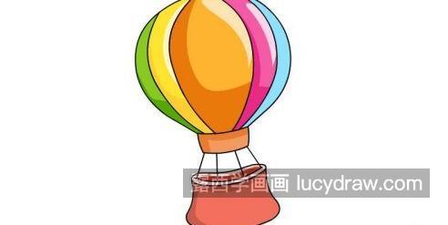 彩色可爱热气球简笔画一步一步画法 带颜色热气球简笔画图片教学