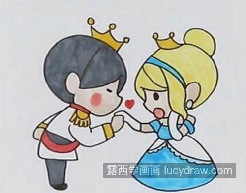 彩色版公主和王子简笔画图片大全 简单漂亮公主和王子简笔画画法