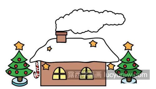 好看带颜色圣诞房子简笔画怎么画 可爱圣诞房子简笔画图片大全
