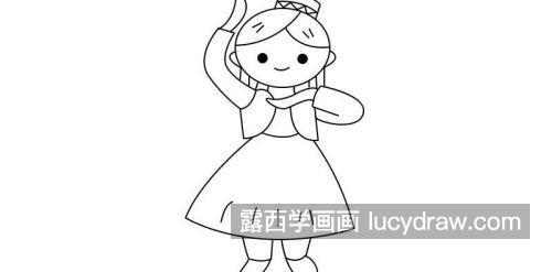 可爱新疆舞的小女孩简笔画图片大全 带颜色漂亮新疆跳舞女孩简笔画怎么画