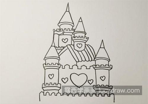 简单又漂亮城堡简笔画儿童画教程 带颜色可爱城堡简笔画画法