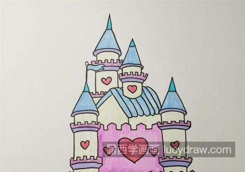 简单又漂亮城堡简笔画儿童画教程 带颜色可爱城堡简笔画画法