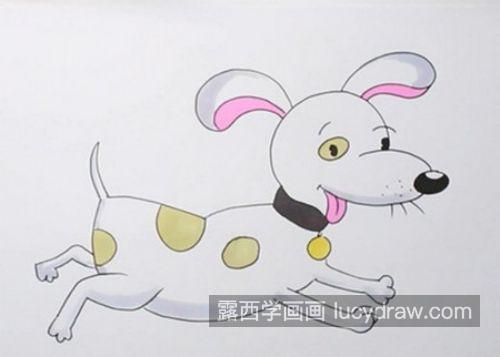 卡通涂色小狗简笔画怎么画 彩色可爱小狗简笔画一步一步教程