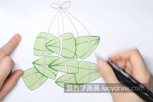 好看彩色粽子简笔画一步一步教程 带颜色简单粽子简笔画画法