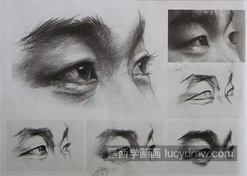 素描入门教程眼睛结构的讲解画法 美术生联考素描五官之眼睛教程