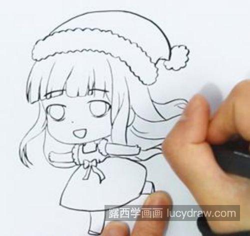 好看又漂亮圣诞节美少女的简笔画怎么画 可爱圣诞节美少女的简笔画图片大全