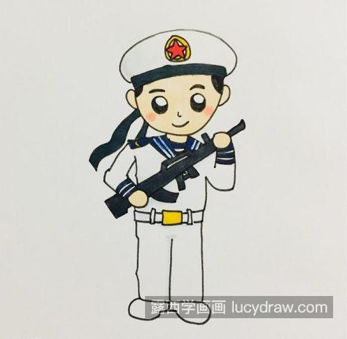 又简单又漂亮海军简笔画图片大全 带颜色好看海军简笔画怎么画