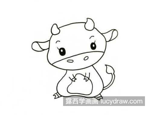 可爱彩色牛的简笔画带步骤教学 带颜色卡通牛的简笔画画法