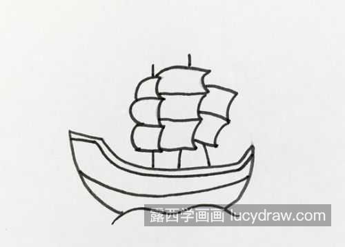 立体感强彩色帆船简笔画一步一步画法 卡通乘风破浪帆船简笔画教程