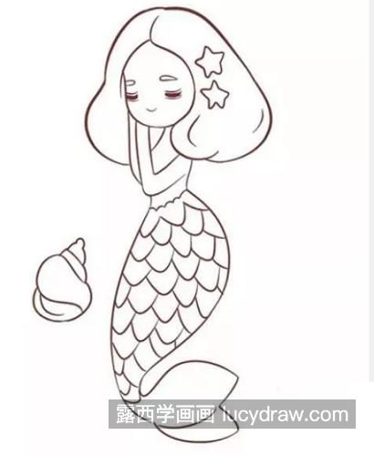 漂亮美人美人鱼简笔画一步一步教学 简单漂亮美人鱼简笔画画法