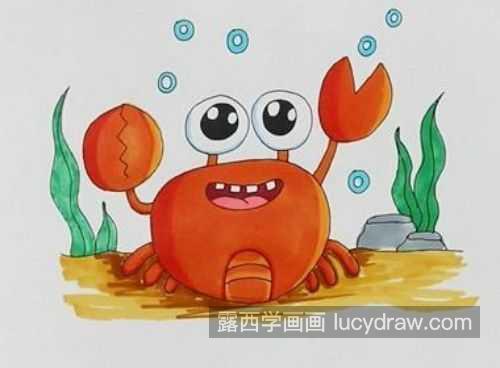 可爱涂色螃蟹简笔画教程大全 完整涂色螃蟹简笔画怎么画