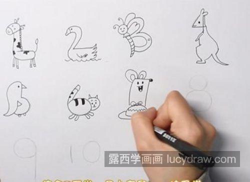 易画彩色版小动物简笔画教学 简单可爱小动物简笔画画法