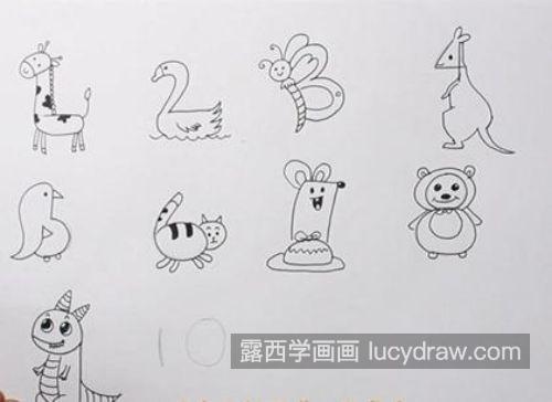 易画彩色版小动物简笔画教学 简单可爱小动物简笔画画法