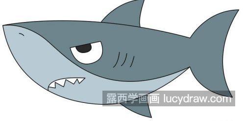 凶猛霸气鲨鱼简笔画图片大全 彩色版霸气鲨鱼简笔画教程