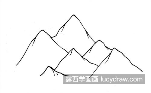 彩色儿童喜马拉雅山简笔画画法 涂色马克笔珠穆朗玛峰简笔画怎么画