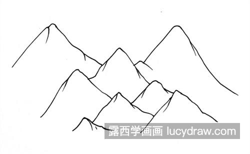 彩色儿童喜马拉雅山简笔画画法 涂色马克笔珠穆朗玛峰简笔画怎么画