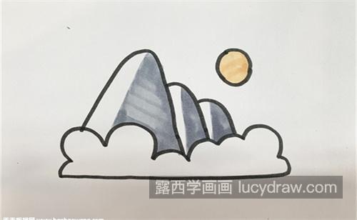 带颜色晚霞日落简笔画怎么画 简单又好看日落简笔画教学