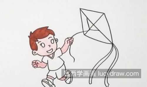 漂亮又简单放风筝的小孩教学 卡通简单放风筝小孩子简笔画怎么画