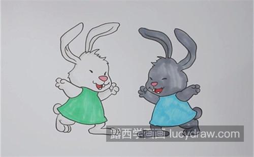 又简单又漂亮小白兔和小灰兔简笔画画法 好看小白兔和小灰兔简笔画怎么画