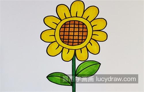 带颜色向日葵简笔画一步一步画法 彩色可爱向日葵简笔画教程 